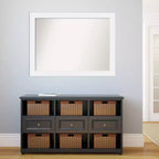 Amanti Art 43" x 32" Specchio da parete Corvino White Wood senza smussature: Design Rettangolare Moderno, Ferramenta per il Montaggio Inclusa