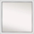 29" x 29" Non-Beveled Eva White Silver Narrow Wall Mirror - Amanti Art: Modern Square, Polystyrene Frame, Includes Mount Hardware