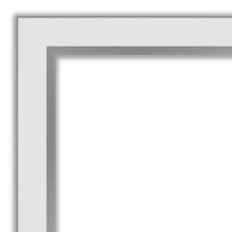 Specchio da parete stretto 29" x 29" senza smussature in Eva bianco e argento - Amanti Art: quadrato moderno, cornice in polistirene, accessori di montaggio inclusi
