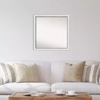 Specchio da parete stretto 29" x 29" senza smussature in Eva bianco e argento - Amanti Art: quadrato moderno, cornice in polistirene, accessori di montaggio inclusi