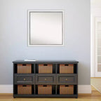 Specchio da parete stretto 29" x 29" senza smussature in Eva bianco e argento - Amanti Art: quadrato moderno, cornice in polistirene, accessori di montaggio inclusi