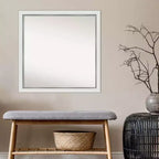 Specchio da parete stretto 29" x 29" senza smussature in Eva bianco e argento - Amanti Art: quadrato moderno, cornice in polistirene, accessori di montaggio inclusi