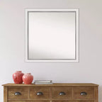 Specchio da parete stretto 29" x 29" senza smussature in Eva bianco e argento - Amanti Art: quadrato moderno, cornice in polistirene, accessori di montaggio inclusi