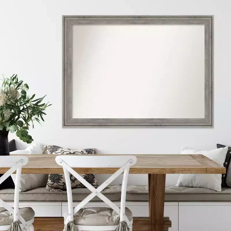 43" x 32" Non-Beveled Regis Barn Wood Gray Wood Wall Mirror - Amanti Art