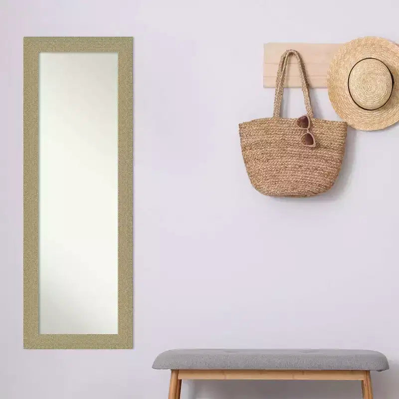 Specchio a tutta lunghezza Amanti Art mosaico dorato non smussato da 18" x 52" da appendere alla porta - Telaio in polistirene