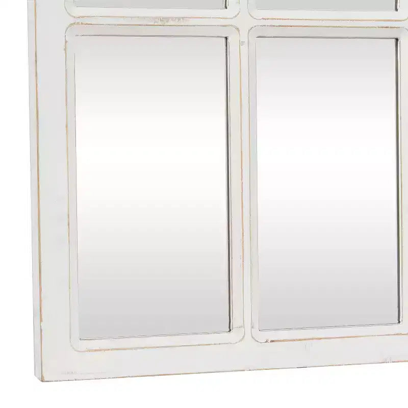 Wood Window Pane Inspired Wall Mirror White - Olivia & May: Farmhouse Entryway Decor, 48x22" Rectangle