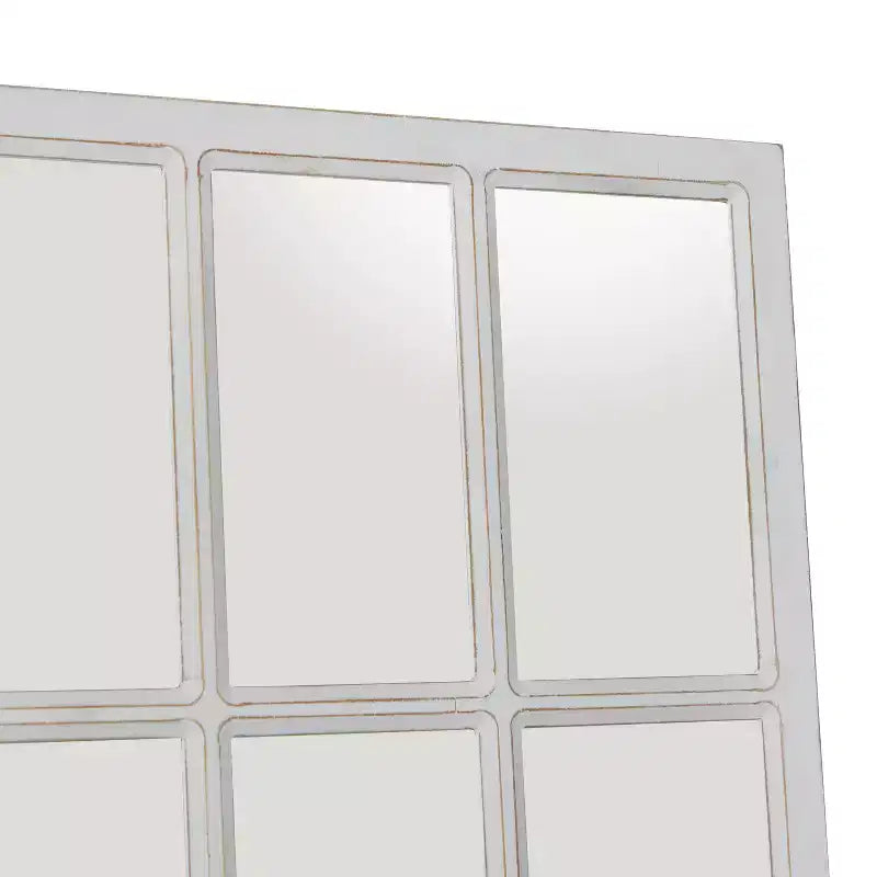 Wood Window Pane Inspired Wall Mirror White - Olivia & May: Farmhouse Entryway Decor, 48x22" Rectangle