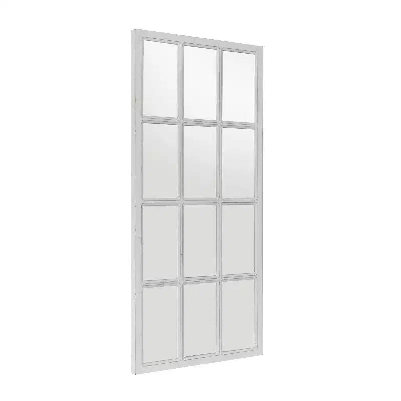 Wood Window Pane Inspired Wall Mirror White - Olivia & May: Farmhouse Entryway Decor, 48x22" Rectangle