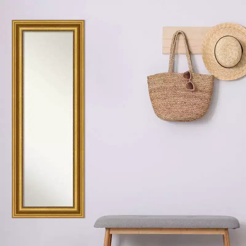 20" x 54" Non-Beveled Parlor Gold Full Length on The Door Mirror - Amanti Art: Includes Hooks, Polystyrene Frame, No Assembly Required