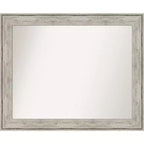 33" x 27" Non-Beveled Crackled Bathroom Wall Mirror Metallic Silver - Amanti Art: Rectangle, Polystyrene Frame, Wall Mounted