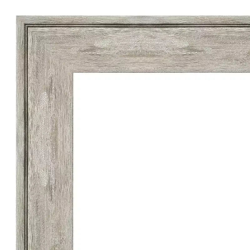 33" x 27" Non-Beveled Crackled Bathroom Wall Mirror Metallic Silver - Amanti Art: Rectangle, Polystyrene Frame, Wall Mounted