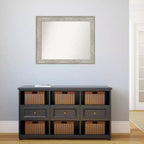 33" x 27" Non-Beveled Crackled Bathroom Wall Mirror Metallic Silver - Amanti Art: Rectangle, Polystyrene Frame, Wall Mounted