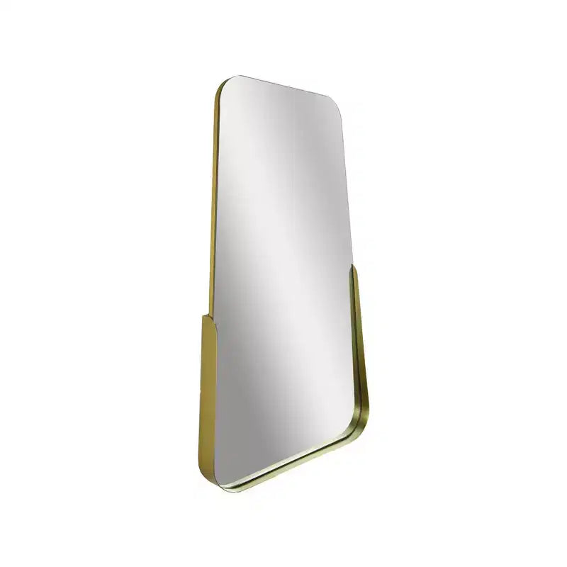 Specchio decorativo oblungo 14" x 24" con cornice parziale in metallo sottile e bordo rialzato oro - Head West