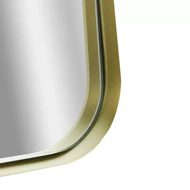 Specchio decorativo oblungo 14" x 24" con cornice parziale in metallo sottile e bordo rialzato oro - Head West