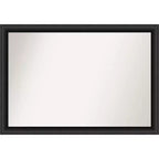 40" x 28" Non-Beveled Nero Wood Bathroom Wall Mirror Black - Amanti Art: Modern Rectangular, Includes Mount Hardware