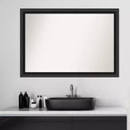 Specchio da parete per bagno in legno nero non smussato 40" x 28" - Amanti Art: rettangolare moderno, include hardware di montaggio