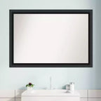 Specchio da parete per bagno in legno nero non smussato 40" x 28" - Amanti Art: rettangolare moderno, include hardware di montaggio