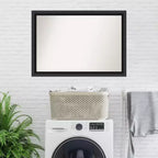 Specchio da parete per bagno in legno nero non smussato 40" x 28" - Amanti Art: rettangolare moderno, include hardware di montaggio