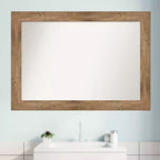 Specchio da parete per bagno in legno con gufo non smussato da 42" x 30" marrone - Amanti Art: Rettangolare moderno, Montaggio a parete