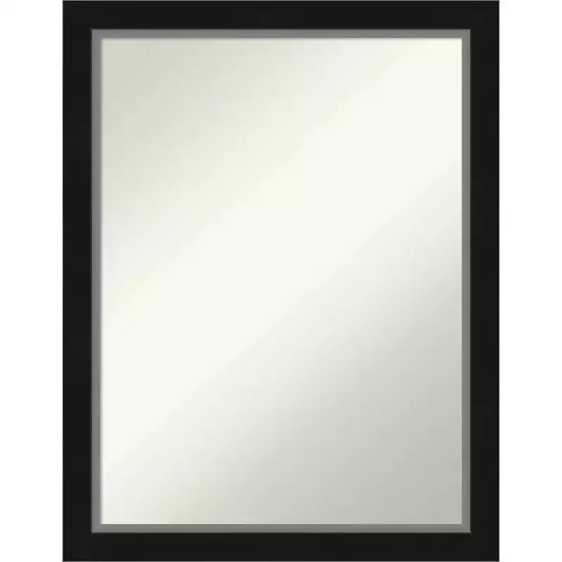 21" x 27" Non-Beveled Eva Narrow Bathroom Wall Mirror Black - Amanti Art: Modern Rectangle, Polystyrene Frame, Wall Mounted