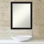 Specchio da bagno a parete stretto Eva nero senza bisellatura 21" x 27" - Amanti Art: Rettangolare moderno, cornice in polistirolo, montaggio a parete