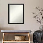 Specchio da bagno a parete stretto Eva nero senza bisellatura 21" x 27" - Amanti Art: Rettangolare moderno, cornice in polistirolo, montaggio a parete
