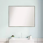 Specchio da parete per bagno Lucie Wood non smussato 29" x 23" argento - Amanti Art: rettangolare moderno, include ferramenta per il montaggio