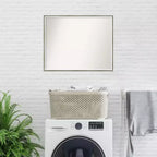 Specchio da parete per bagno Lucie Wood non smussato 29" x 23" argento - Amanti Art: rettangolare moderno, include ferramenta per il montaggio