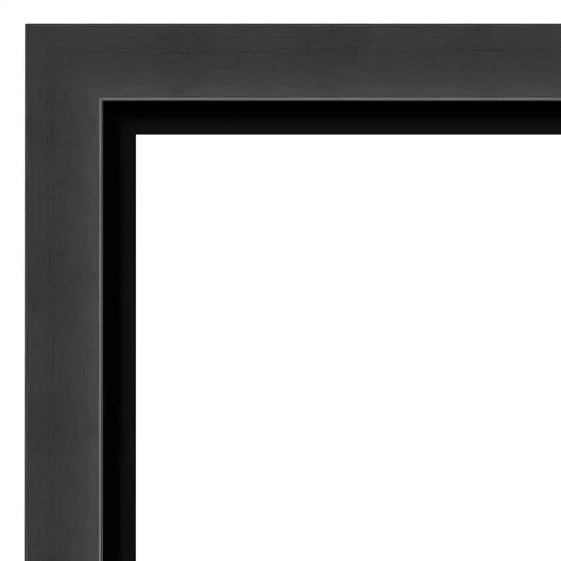 41" x 29" Non-Beveled Tuxedo Black Wall Mirror - Amanti Art: Large, Modern, Rectangular, Polystyrene Frame