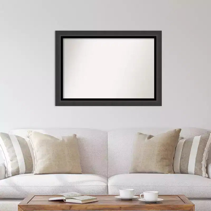 41" x 29" Non-Beveled Tuxedo Black Wall Mirror - Amanti Art: Large, Modern, Rectangular, Polystyrene Frame