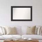 41" x 29" Non-Beveled Tuxedo Black Wall Mirror - Amanti Art: Large, Modern, Rectangular, Polystyrene Frame