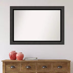 41" x 29" Non-Beveled Tuxedo Black Wall Mirror - Amanti Art: Large, Modern, Rectangular, Polystyrene Frame