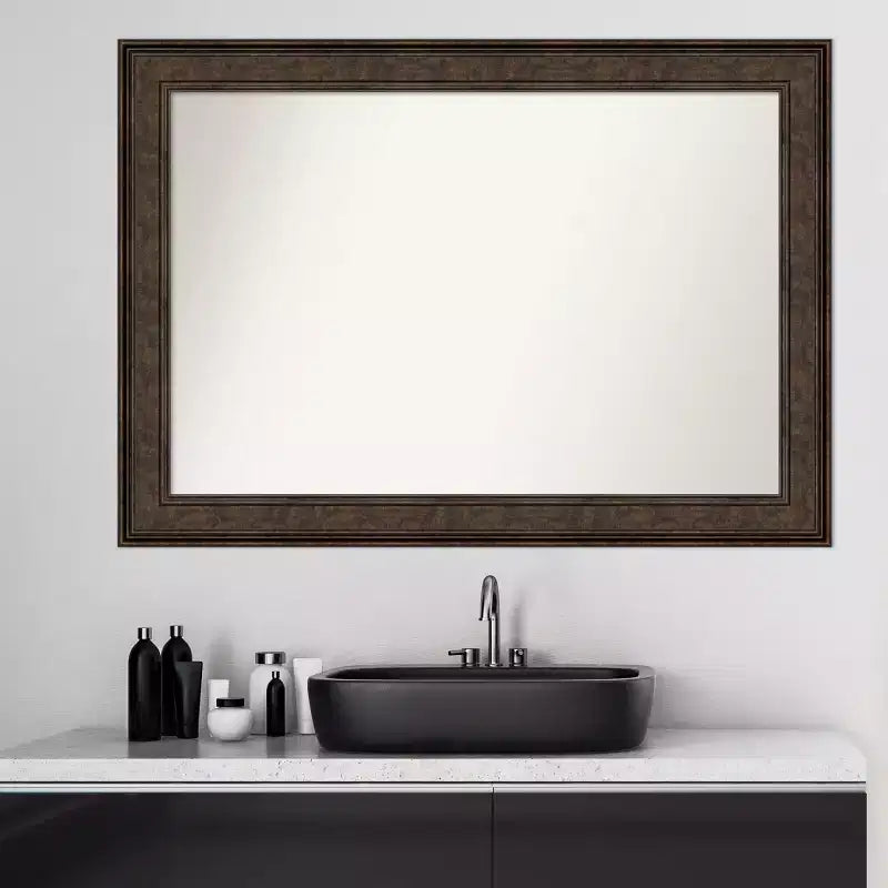 Specchio da parete Amanti Art 42" x 30" Ridge Bronze per bagno - Vanity, montaggio a parete
