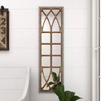 Farmhouse Wood Window Pane Inspired Wall Mirror Brown - Olivia & May: Rustic Rectangular Decor, No Assembly Required