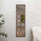 Farmhouse Wood Window Pane Inspired Wall Mirror Brown - Olivia & May: Rustic Rectangular Decor, No Assembly Required