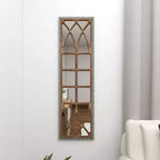 Farmhouse Wood Window Pane Inspired Wall Mirror Brown - Olivia & May: Rustic Rectangular Decor, No Assembly Required