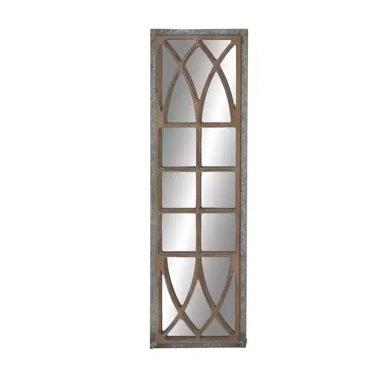 Farmhouse Wood Window Pane Inspired Wall Mirror Brown - Olivia & May: Rustic Rectangular Decor, No Assembly Required