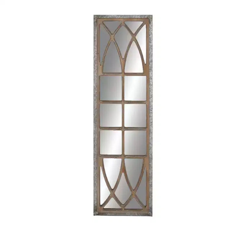 Farmhouse Wood Window Pane Inspired Wall Mirror Brown - Olivia & May: Rustic Rectangular Decor, No Assembly Required