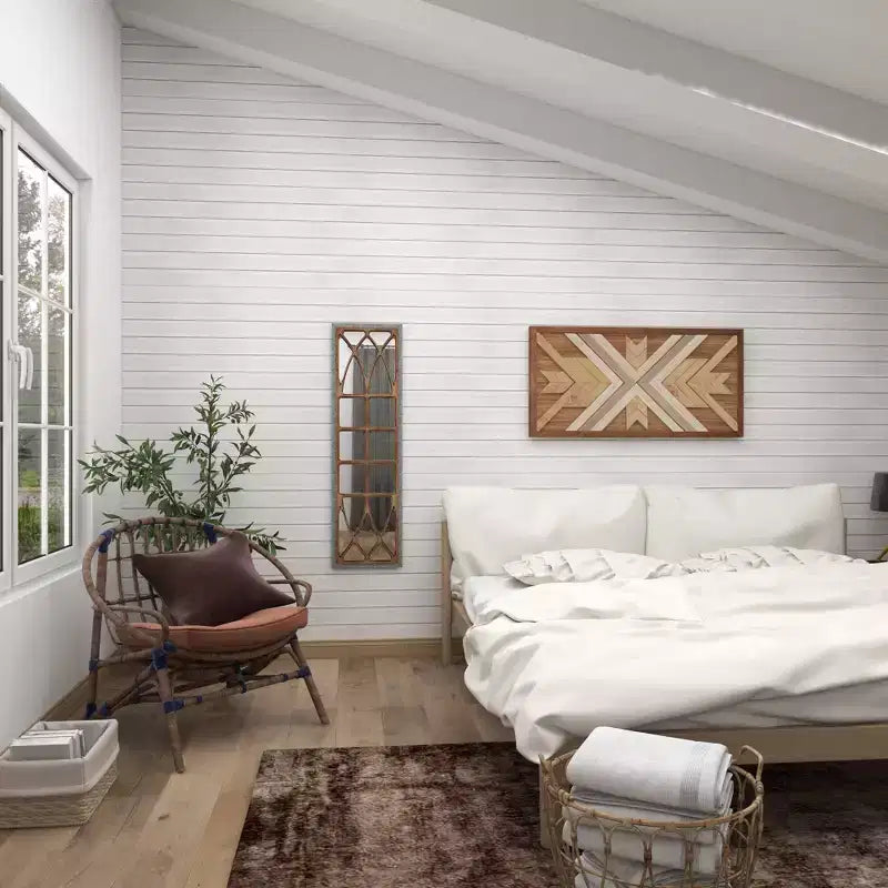 Farmhouse Wood Window Pane Inspired Wall Mirror Brown - Olivia & May: Rustic Rectangular Decor, No Assembly Required