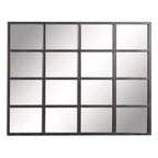 Glass Window Pane Inspired Wall Mirror Black - Olivia & May: Industrial Style, 45x35.38", Iron Frame