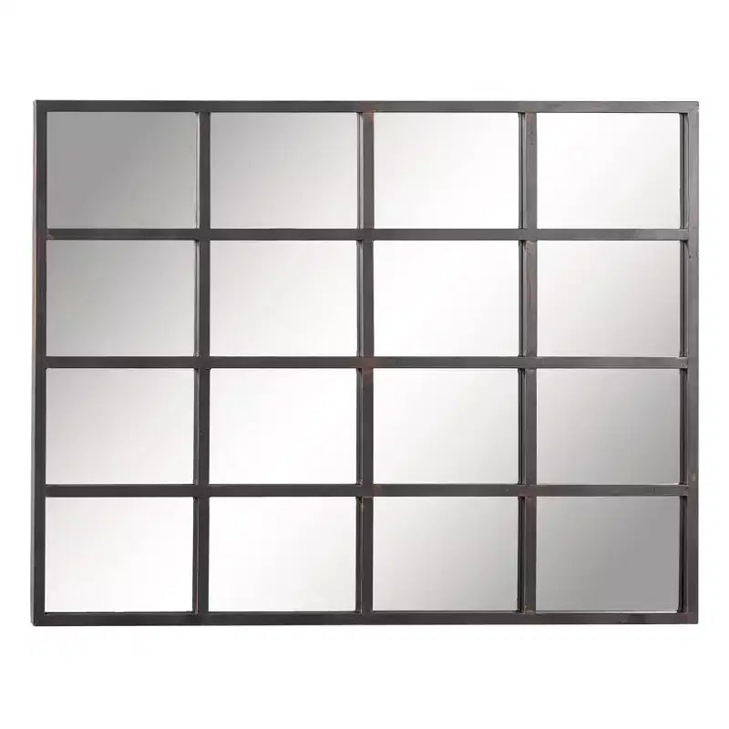 Glass Window Pane Inspired Wall Mirror Black - Olivia & May: Industrial Style, 45x35.38", Iron Frame
