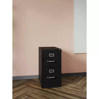 Classificatore verticale a 2 cassetti Hirsh 22" nero: Struttura in acciaio, certificato GreenGuard e ANSI/BIFMA, nessun assemblaggio richiesto