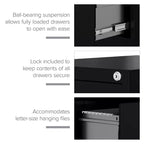 Classificatore verticale a 2 cassetti Hirsh 22" nero: Struttura in acciaio, certificato GreenGuard e ANSI/BIFMA, nessun assemblaggio richiesto