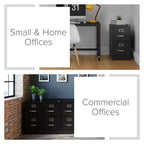 Classificatore verticale a 2 cassetti Hirsh 22" nero: Struttura in acciaio, certificato GreenGuard e ANSI/BIFMA, nessun assemblaggio richiesto