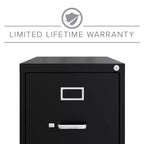 Classificatore verticale a 2 cassetti Hirsh 22" nero: Struttura in acciaio, certificato GreenGuard e ANSI/BIFMA, nessun assemblaggio richiesto