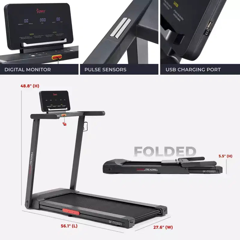 Tapis Roulant Elettrico Interattivo Sottile Sunny Health & Fitness