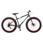 Mongoose Dolomite, Bici da montagna da uomo con pneumatici fat da 26", blu scuro/rosso