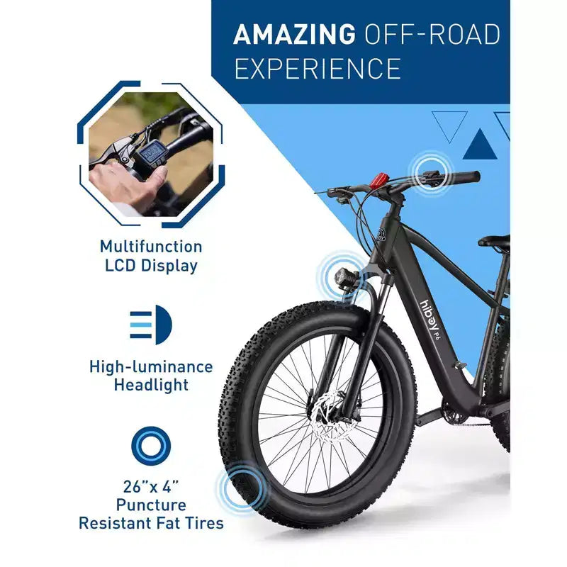 Bici elettrica da montagna Hiboy Adult P6 26" con telaio alto - Nera