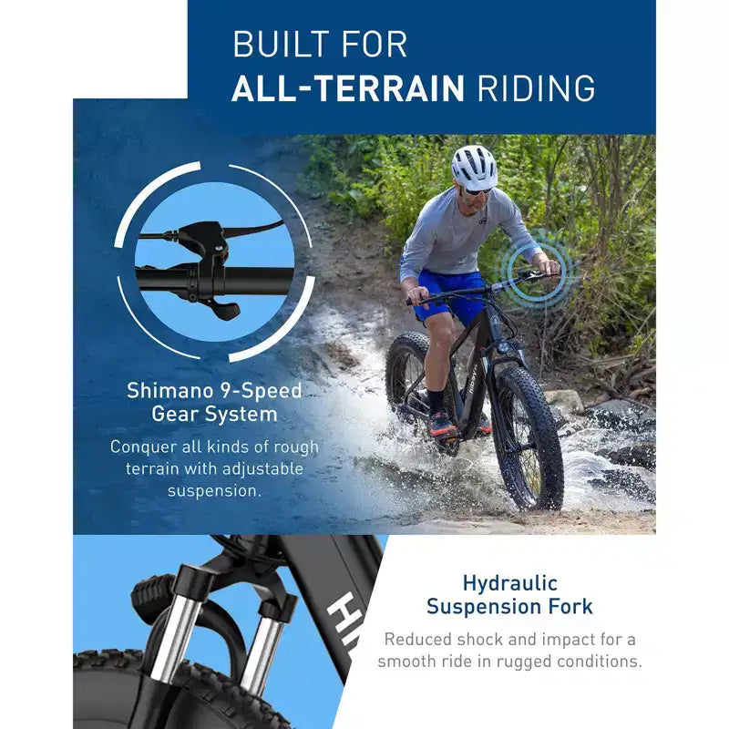 Bici elettrica da montagna Hiboy Adult P6 26" con telaio alto - Nera