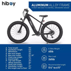 Bici elettrica da montagna Hiboy Adult P6 26" con telaio alto - Nera